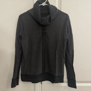 LULULEMON COWL NECK TOP, REVERSIBLE, DARK GRAY & STRIPE, CHECK MEASUREMENTS!!!